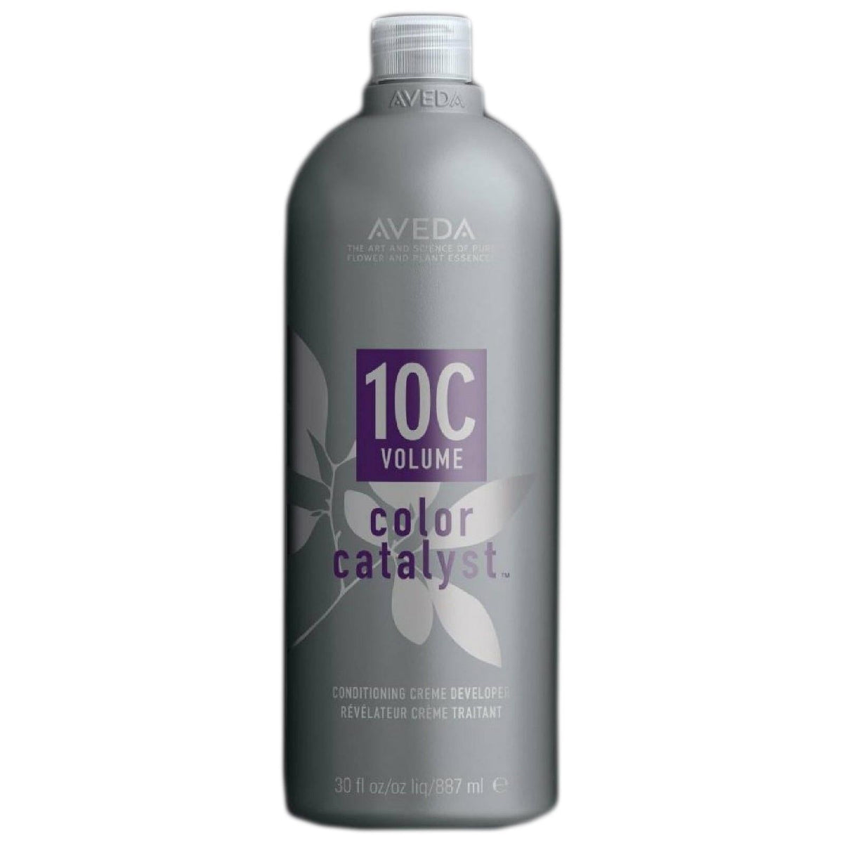 Aveda 10C Volume Color Catalyst bottle on a white background
