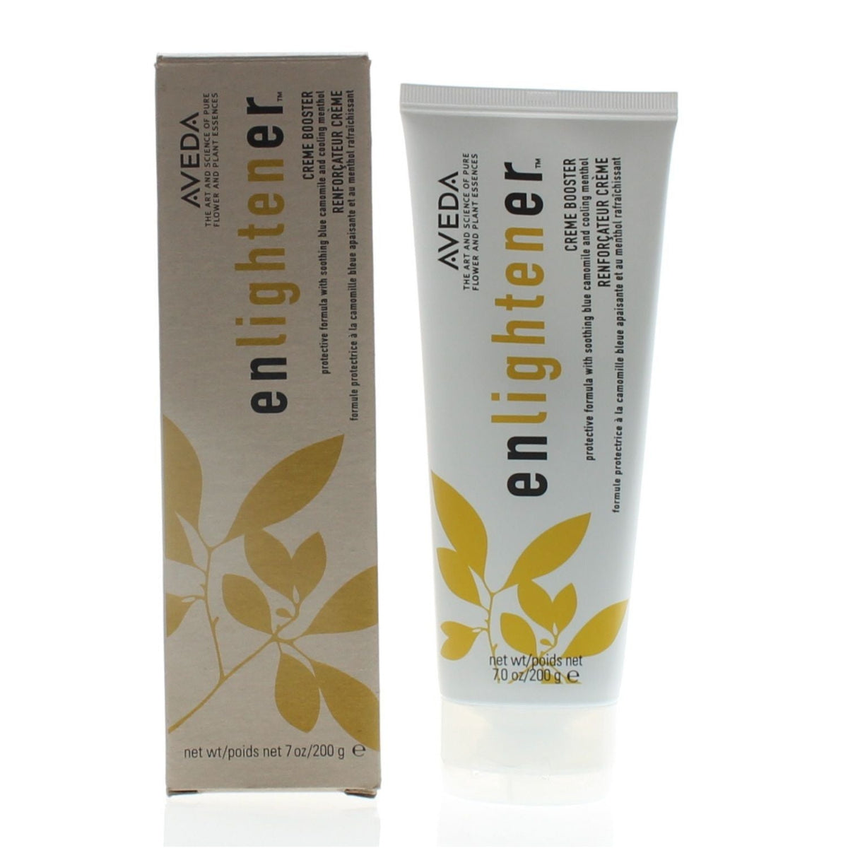Aveda Enlightener cream tube and packaging on a white background