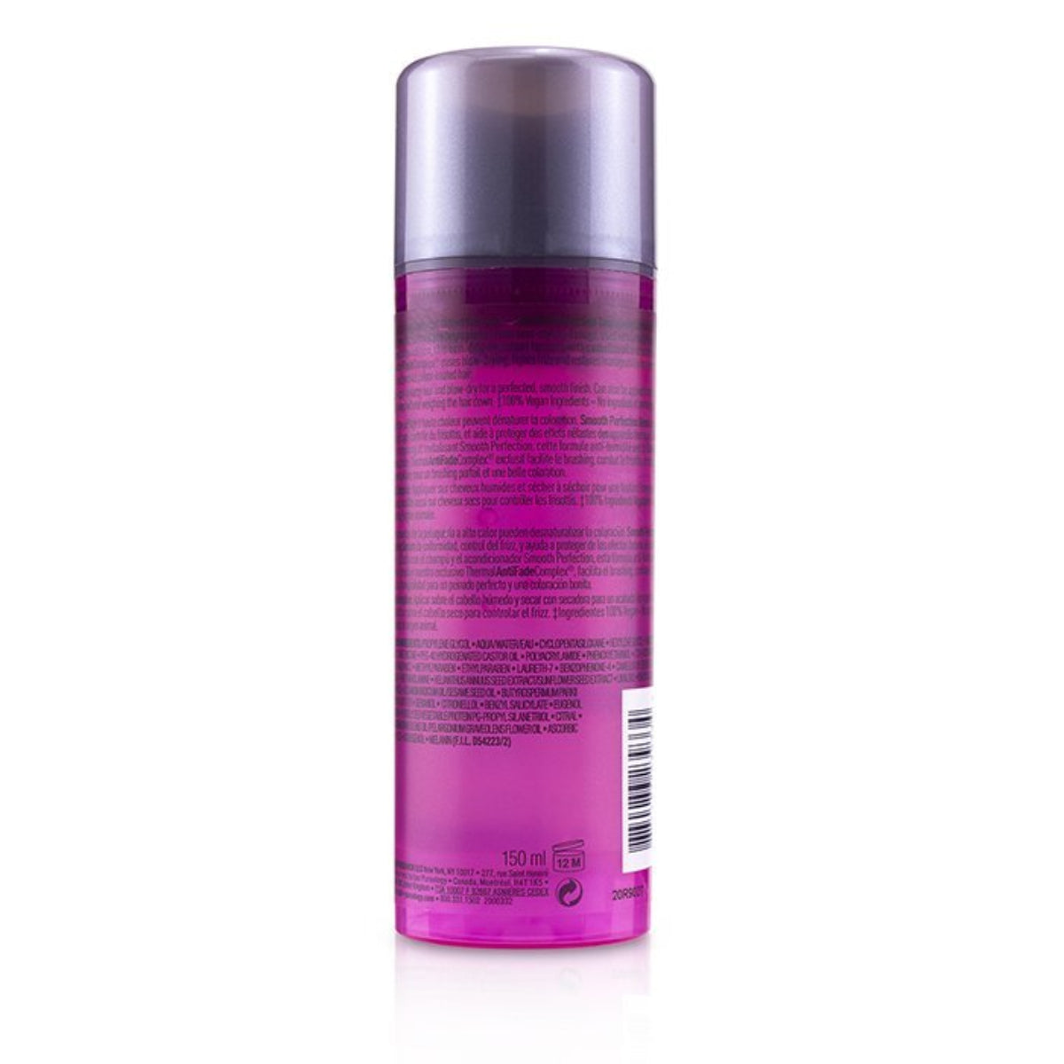 Purple spray bottle with label on a white background