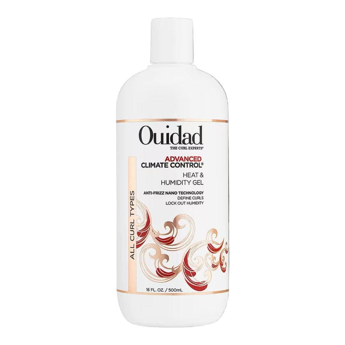 Ouidad Advanced Climate Control Heat & Humidity Gel bottle on a white background