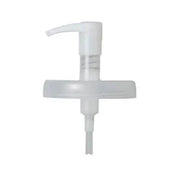 White plastic pump dispenser on a white background