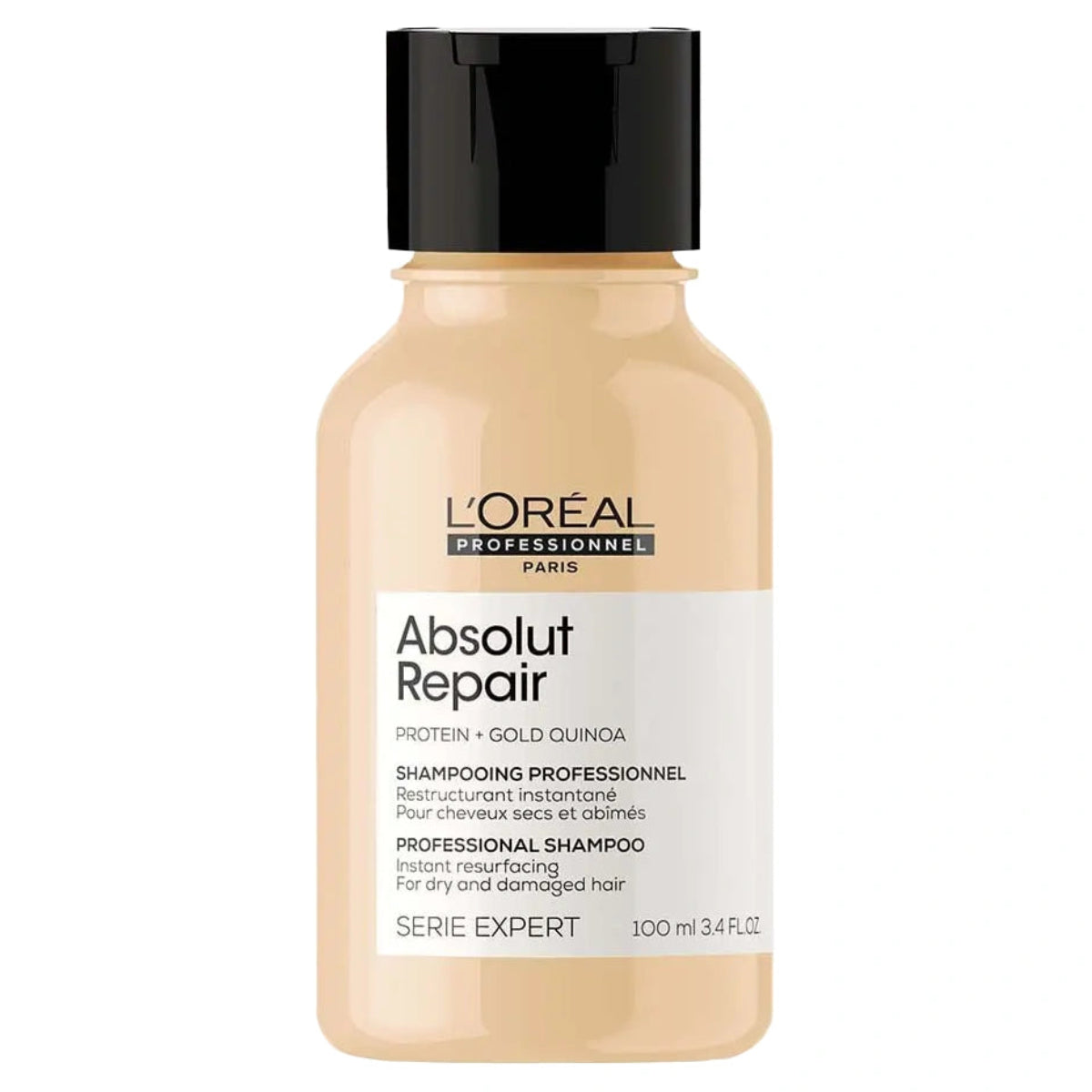 L'Oreal Absolut Repair shampoo bottle on a white background