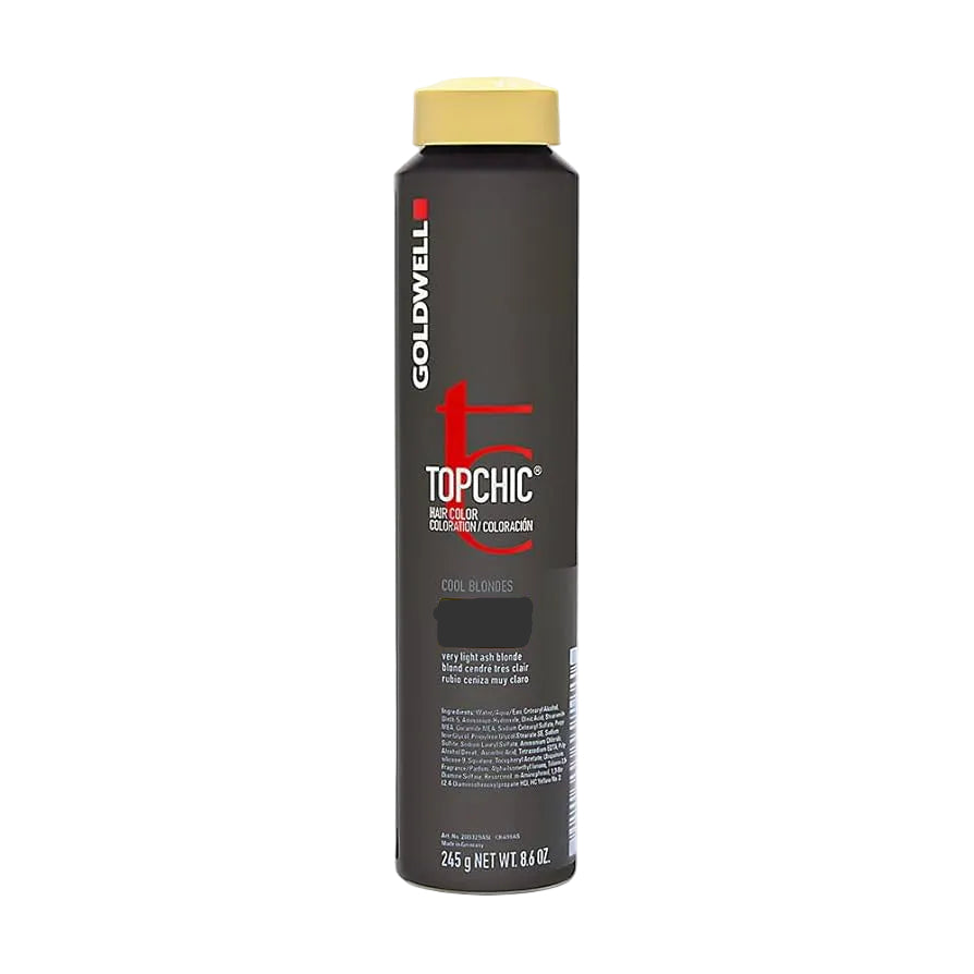 Goldwell Topchic hair color bottle on a white background