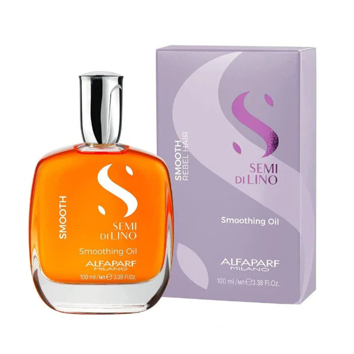Alfaparf Milano Semi di Lino Smoothing Oil bottle and packaging on a white background