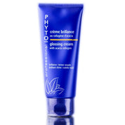 Blue tube of Phyto crème brillance glossing cream on a white background