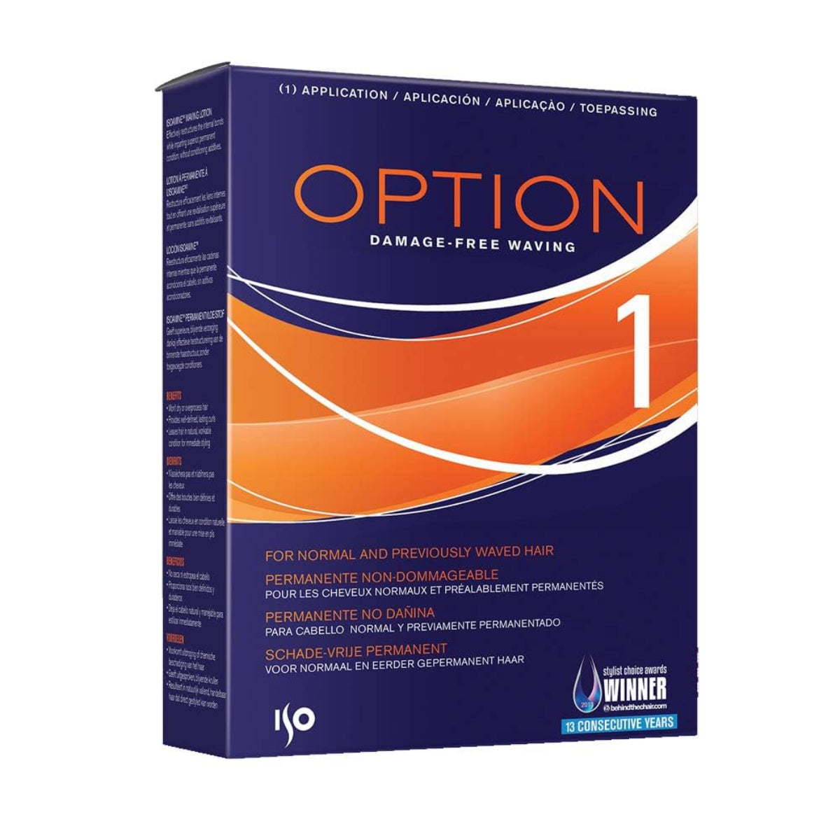 Box of Option Damage-Free Waving product on a white background