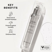 Kenra Silkening Gloss bottle with key benefits listed on a white background