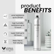 Kenra Volume Spray with product benefits listed on a white background