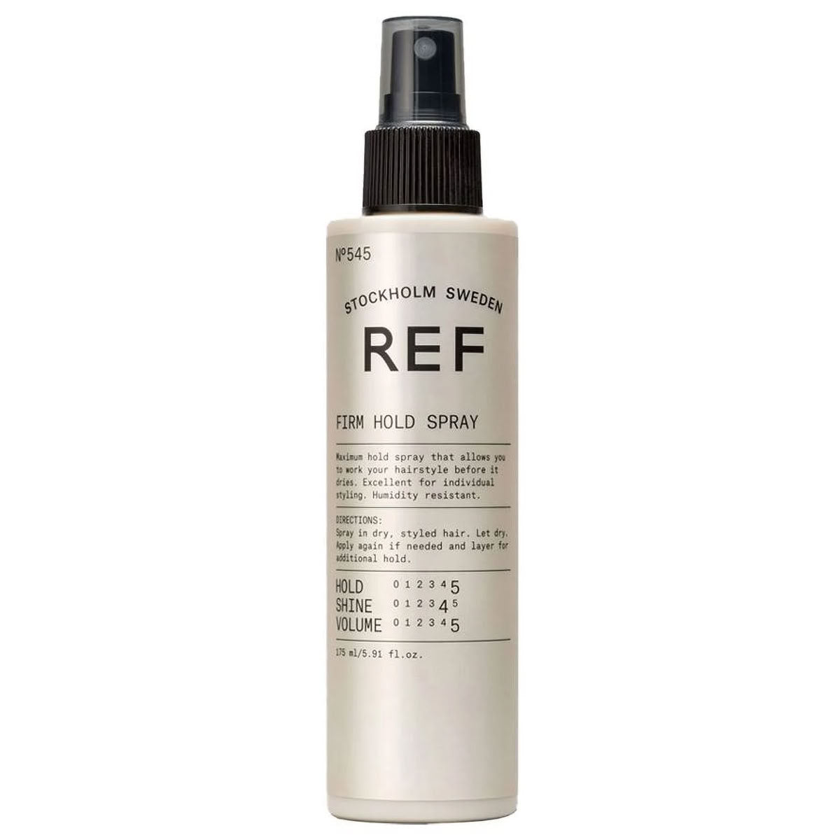 Hair spray bottle labeled 'REF' on a white background