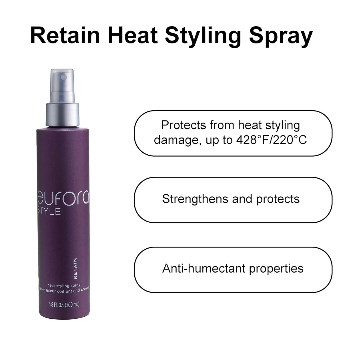 Eufora Style Retain Heat Styling Spray for Heat Protection & Smooth Hair