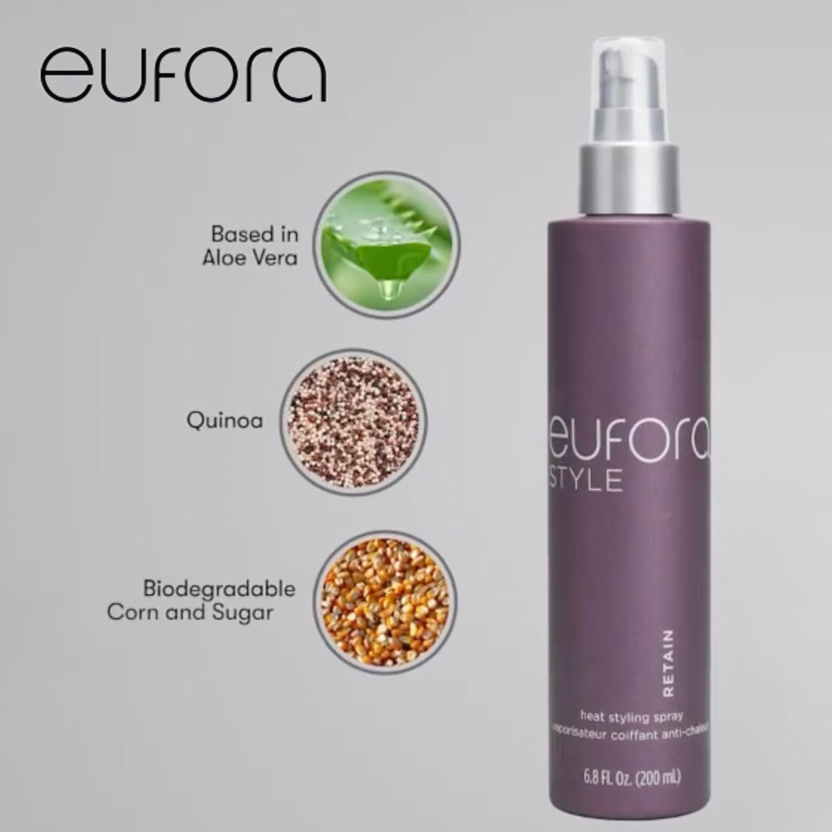 Eufora Style Retain Heat Styling Spray for Heat Protection & Smooth Hair