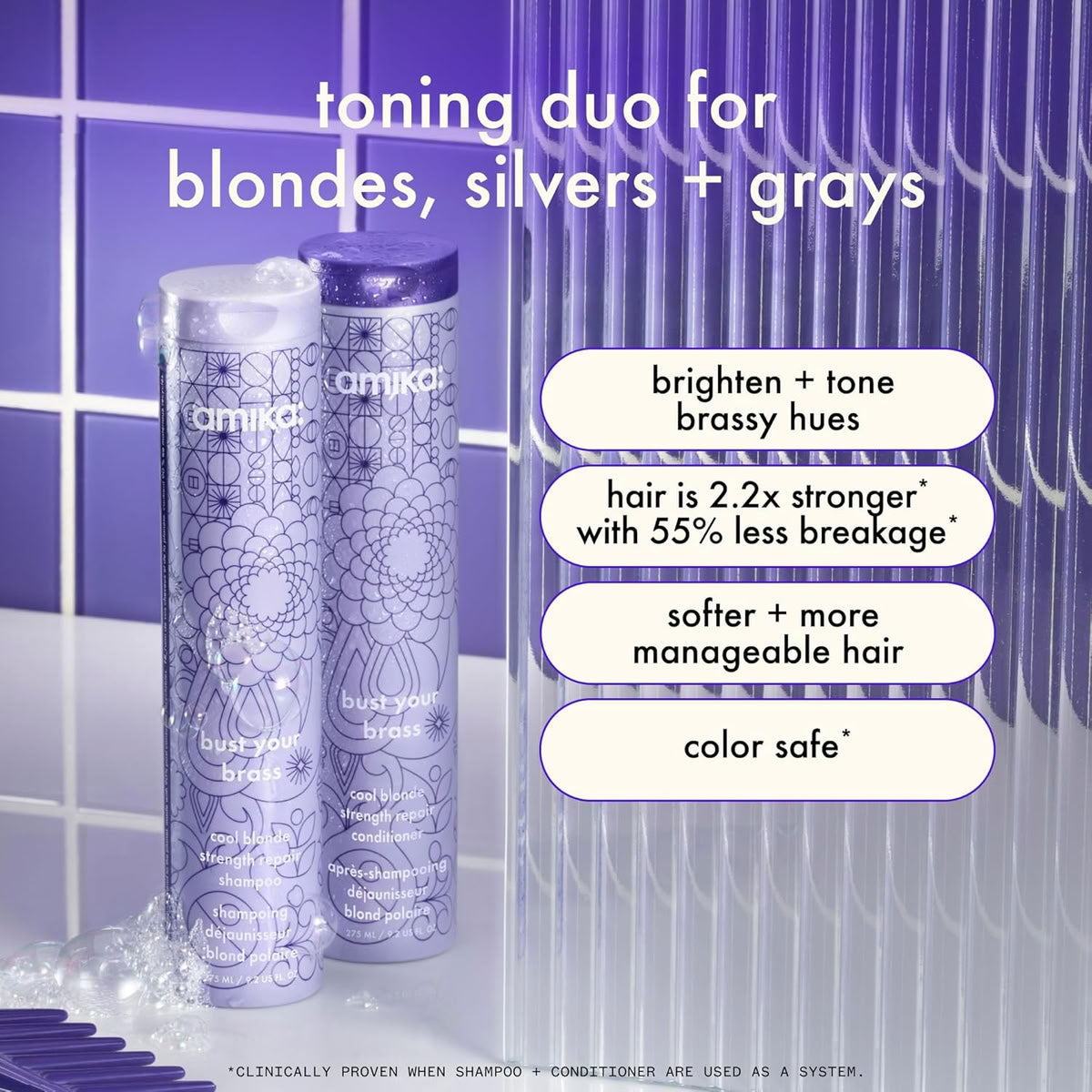 Amika Bust Your Brass Cool Blonde Shampoo and Conditioner