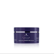 Purple jar of Caviar anti-aging replenishing moisture masque on a white background