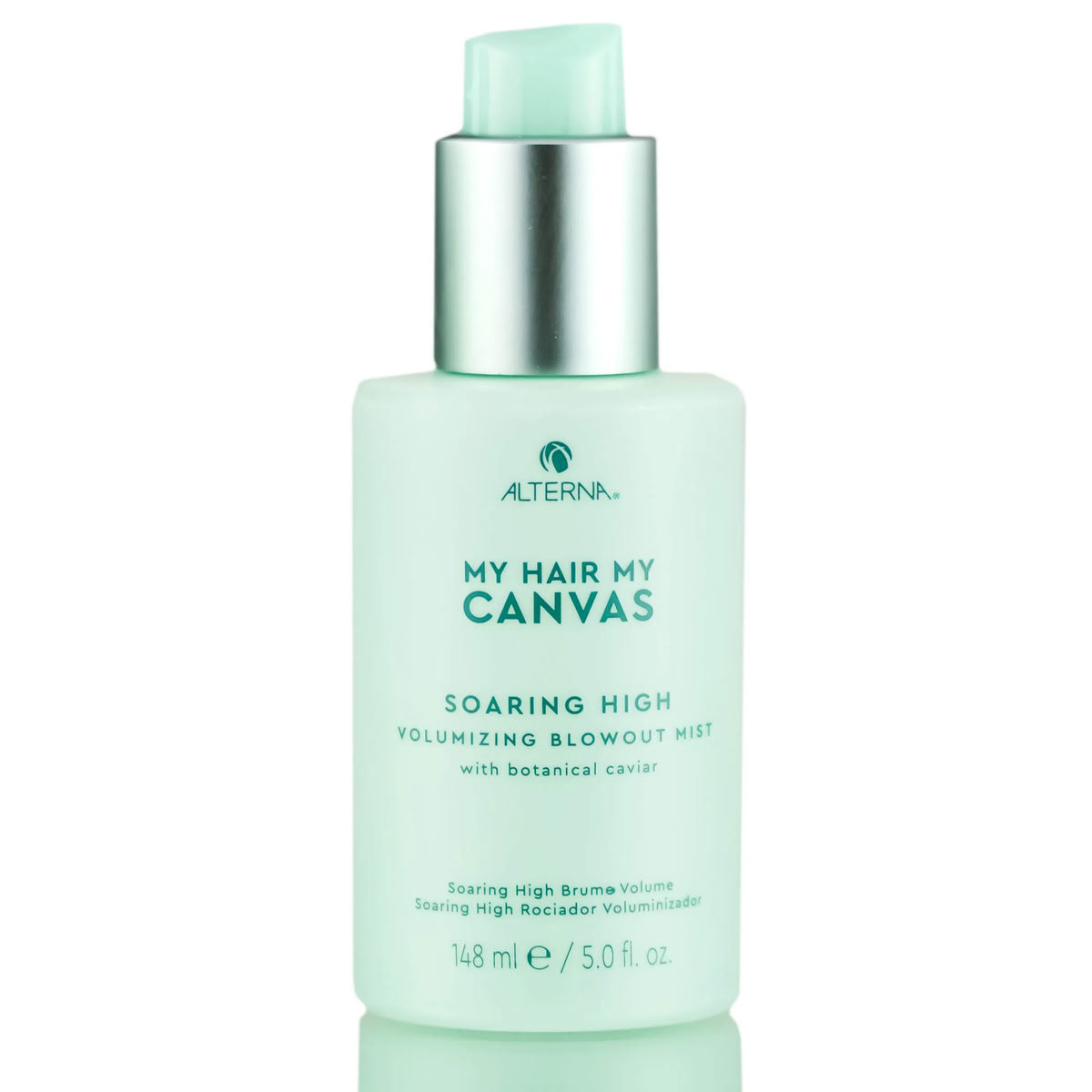 Bottle of Alterna My Hair My Canvas Soaring High volumizing blowout mist on a white background