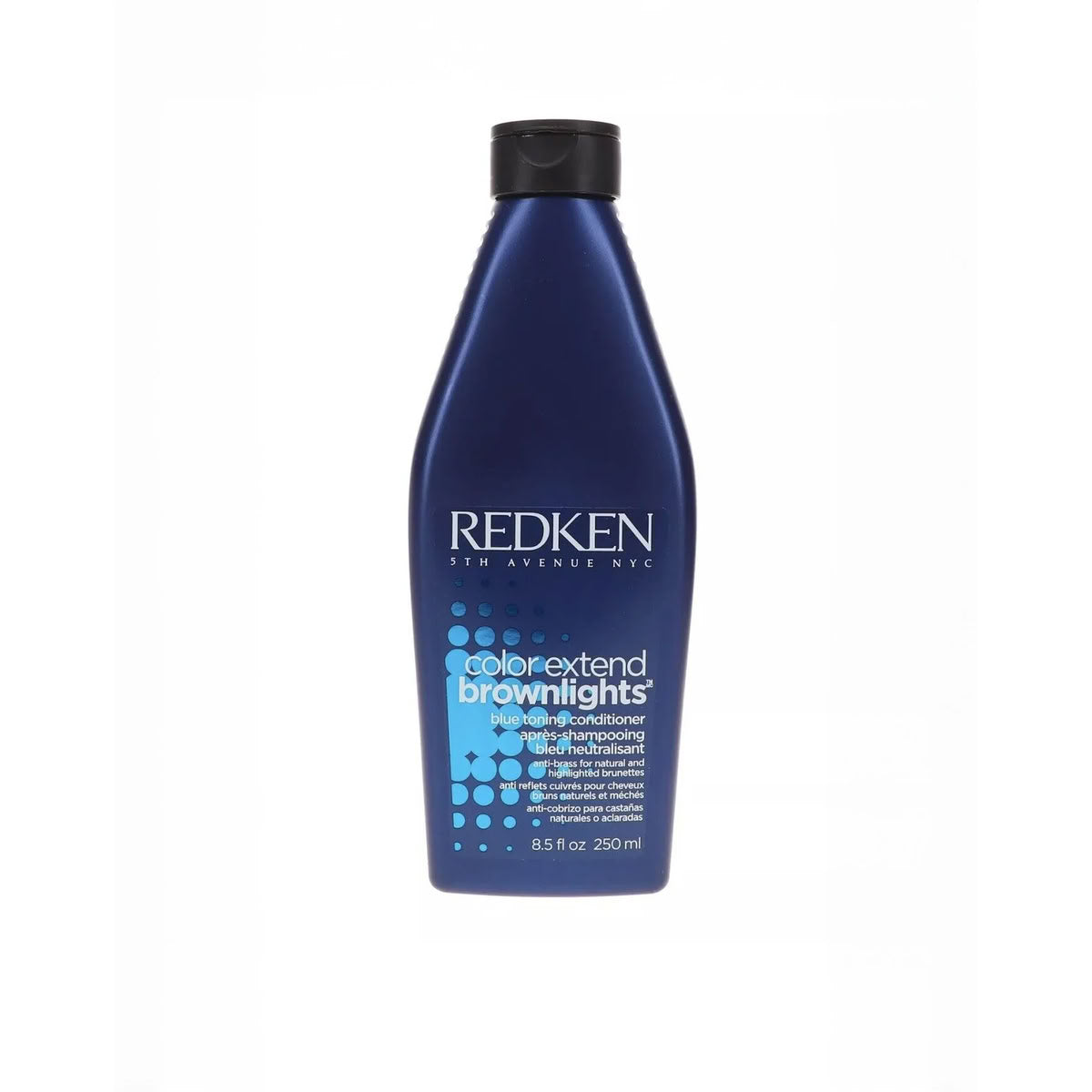 Redken bottle of color extend brownlights shampoo on a white background