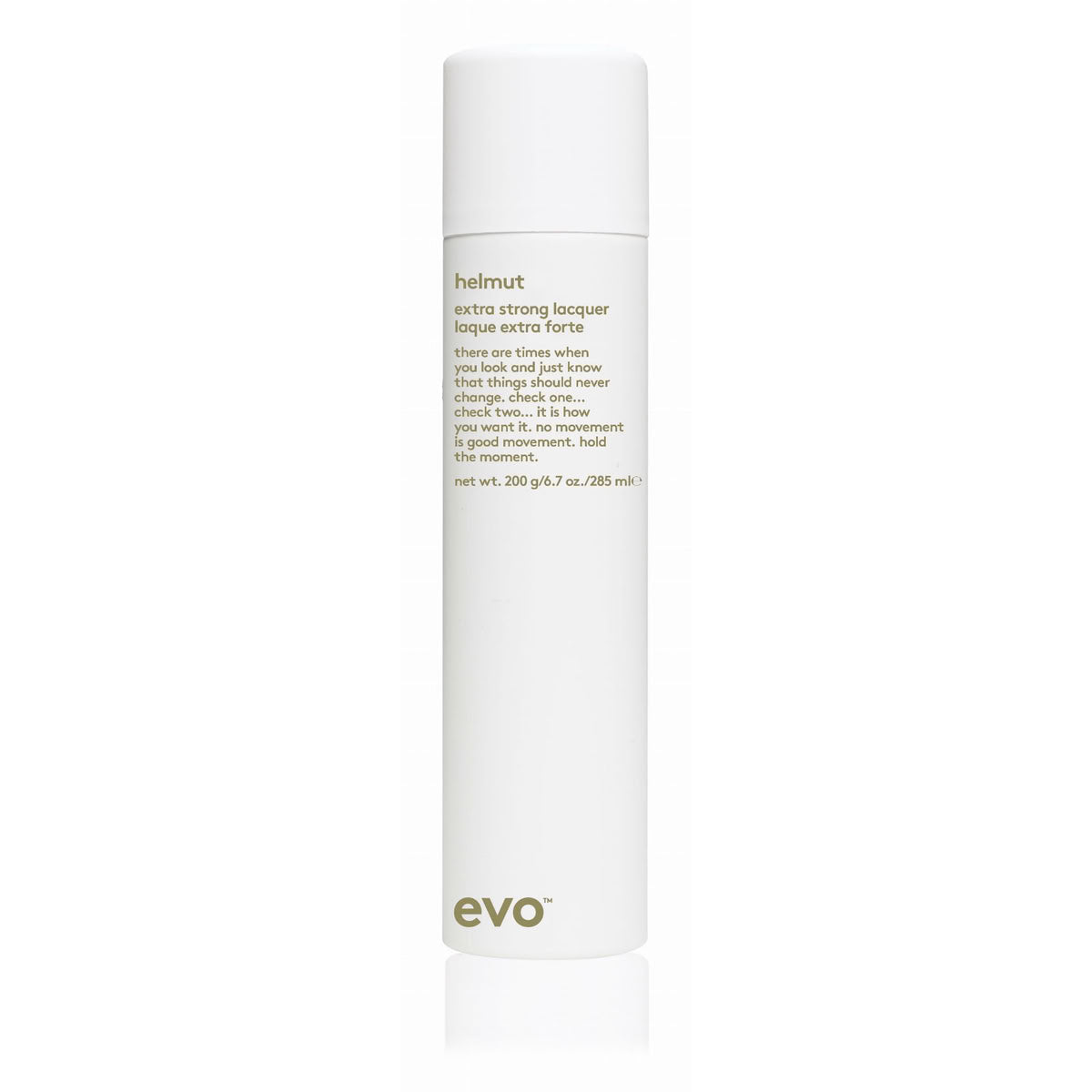 White hair product bottle with 'evo' branding on a white background