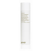 White hair product bottle with 'evo' branding on a white background