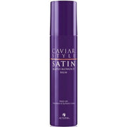 Purple bottle of Caviar Style Satin Rapid Blowout Balm by Alterna on a white background