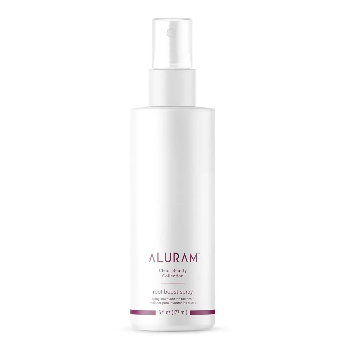 Aluram root boost spray bottle on a white background