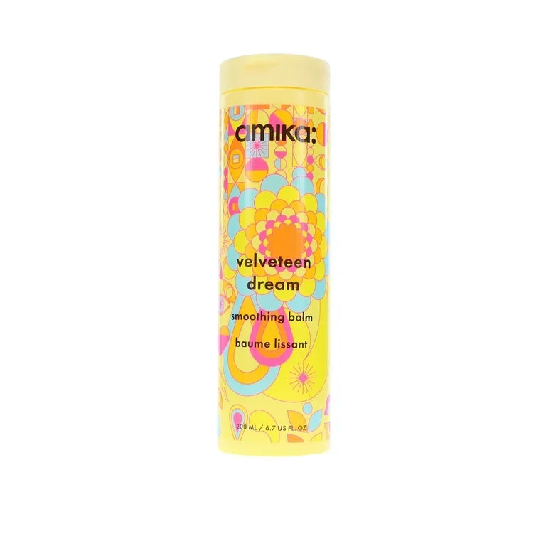 Colorful tube of Pomika Velveteen Dream smoothing balm on a white background