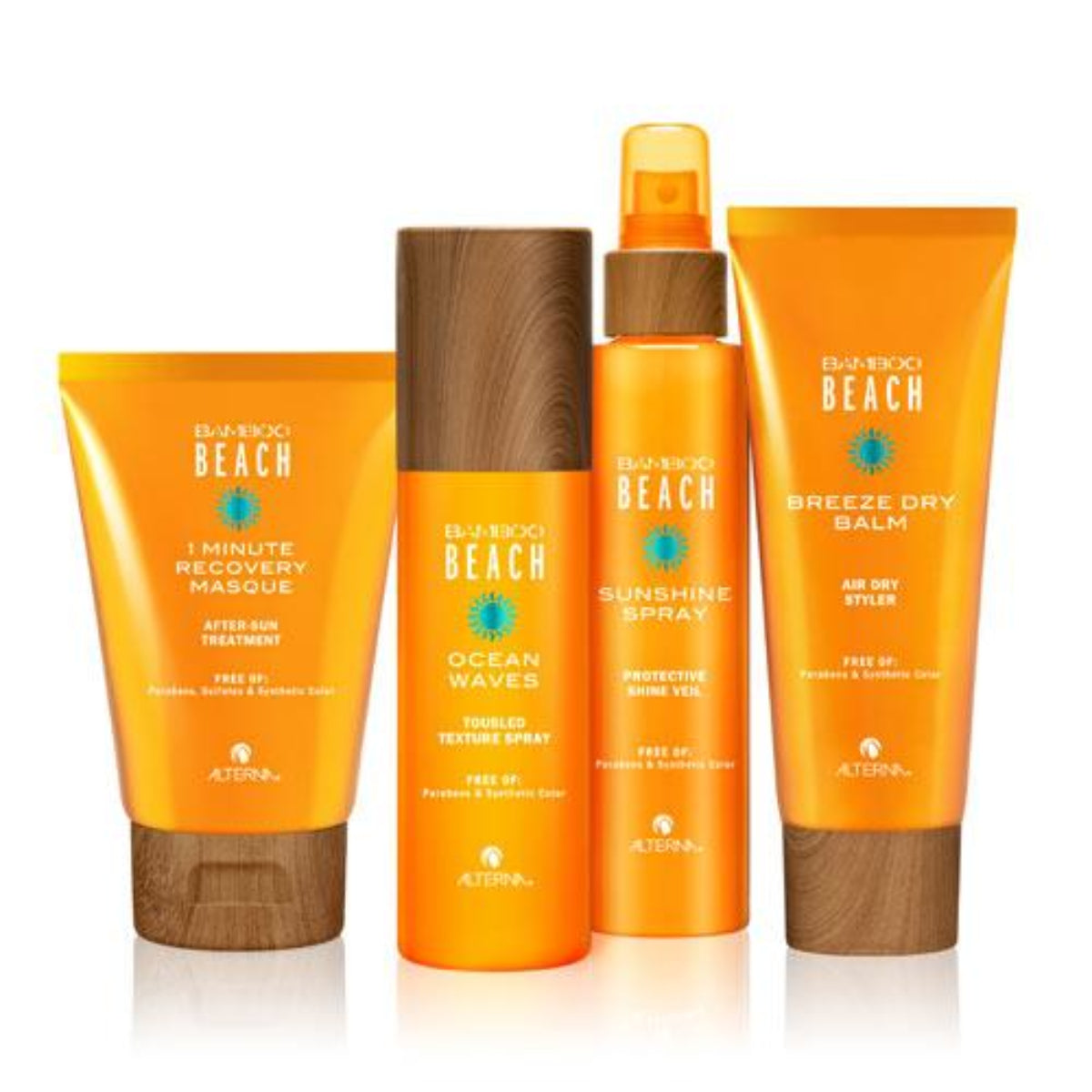 Set of Alterna Bamboo Beach hair care products on a white background