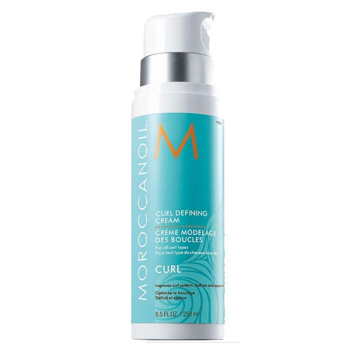 A pump bottle of Moroccanoil Curl Defining Cream.