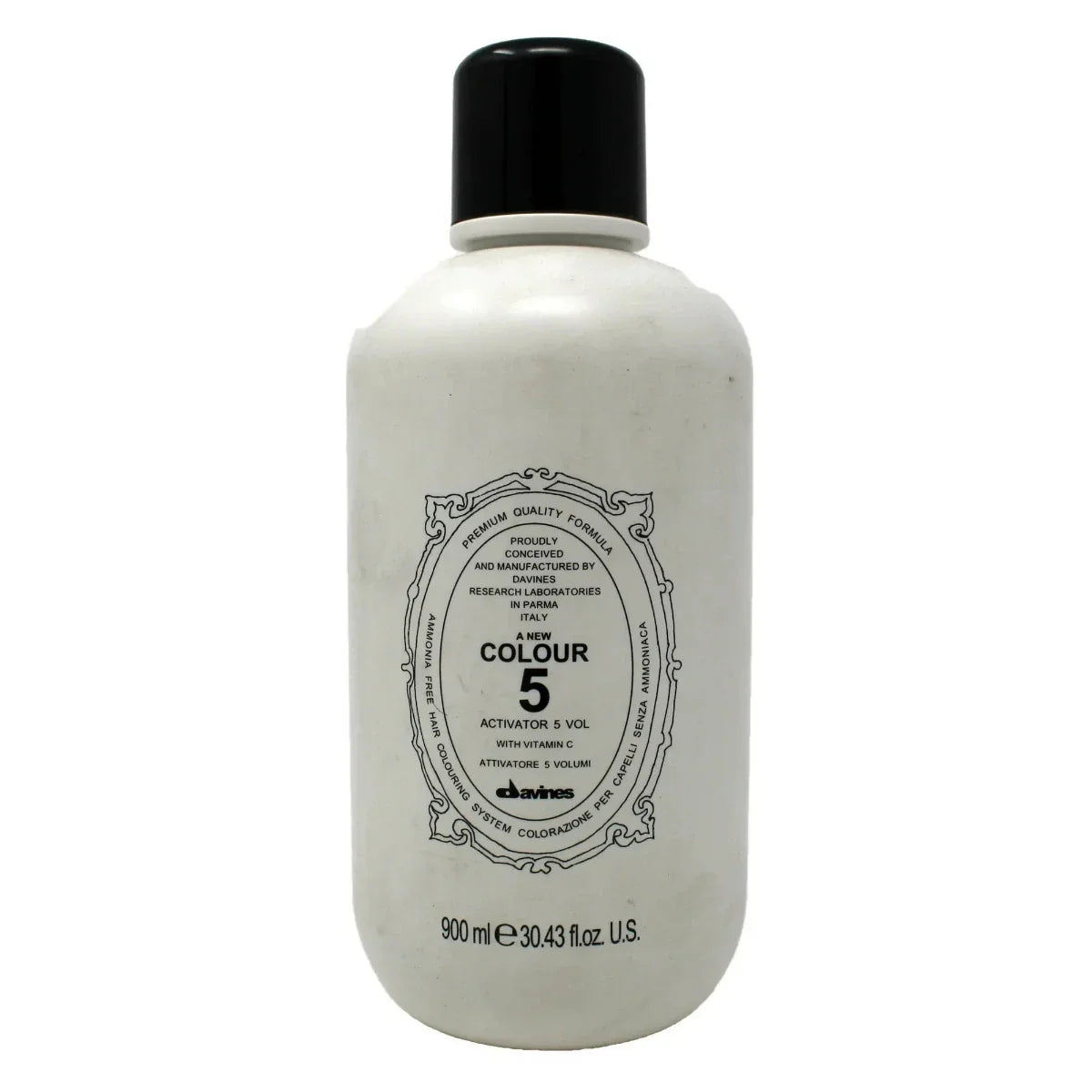 Bottle of Davines Colour 5 hair color product on a white background