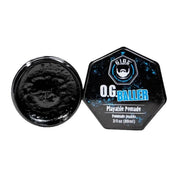O.G Baller pomade jar with open lid on a white background