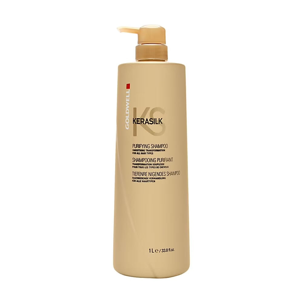 Kerasilk shampoo bottle with pump on a white background