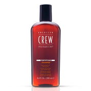 American Crew shampoo bottle on a white background