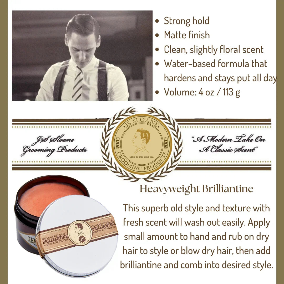 JS Sloane Lightweight Brilliantine Pomade – Light Hold Classic Shine Hair Pomade