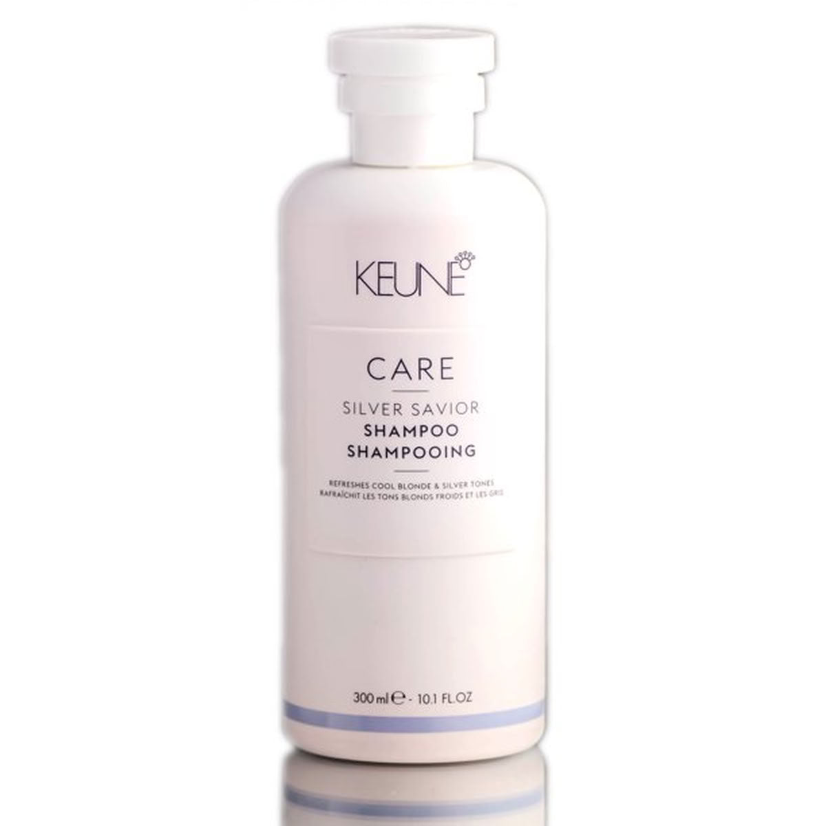 Keune Care Silver Savior shampoo bottle on a white background