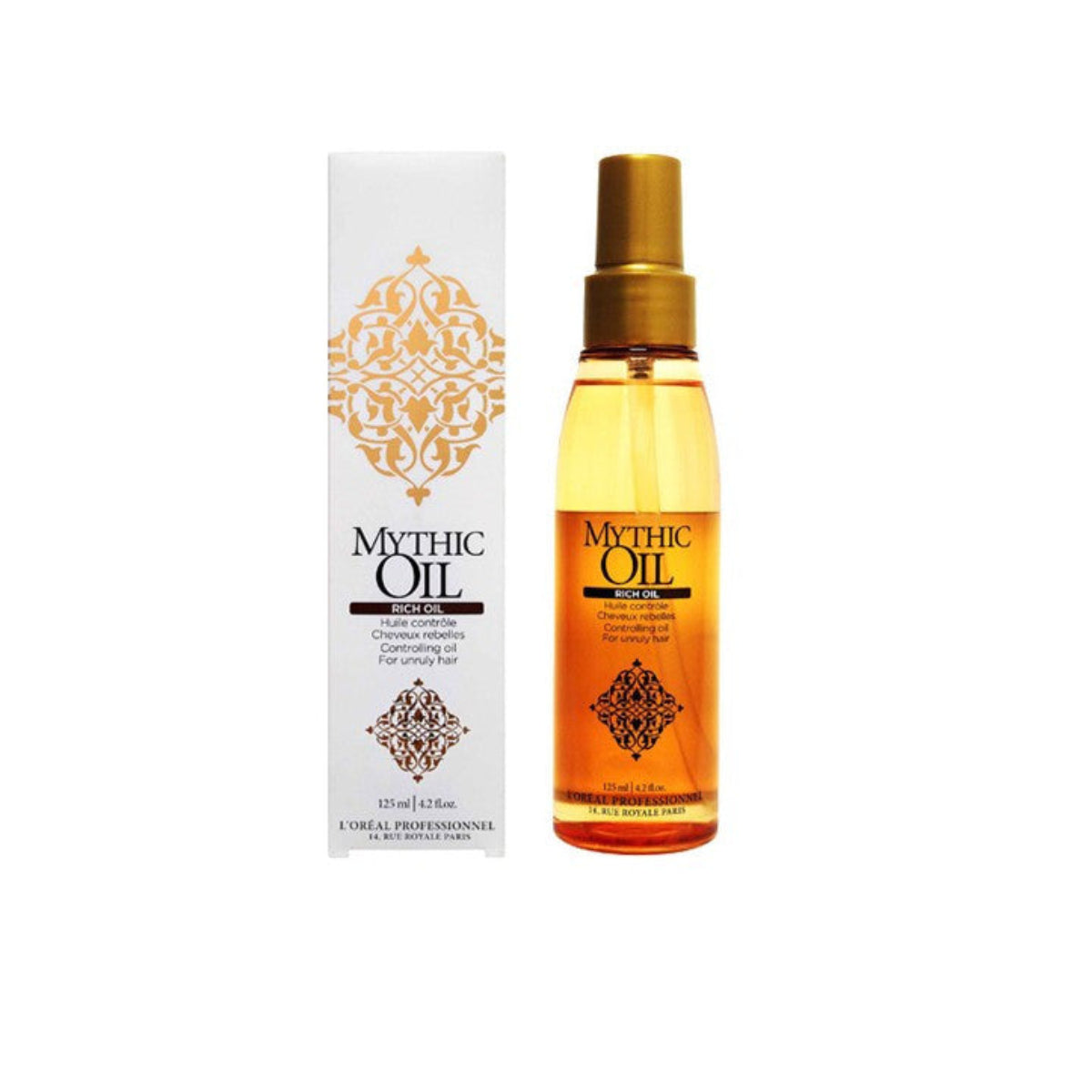 Mythic Oil bottle and packaging on a white background