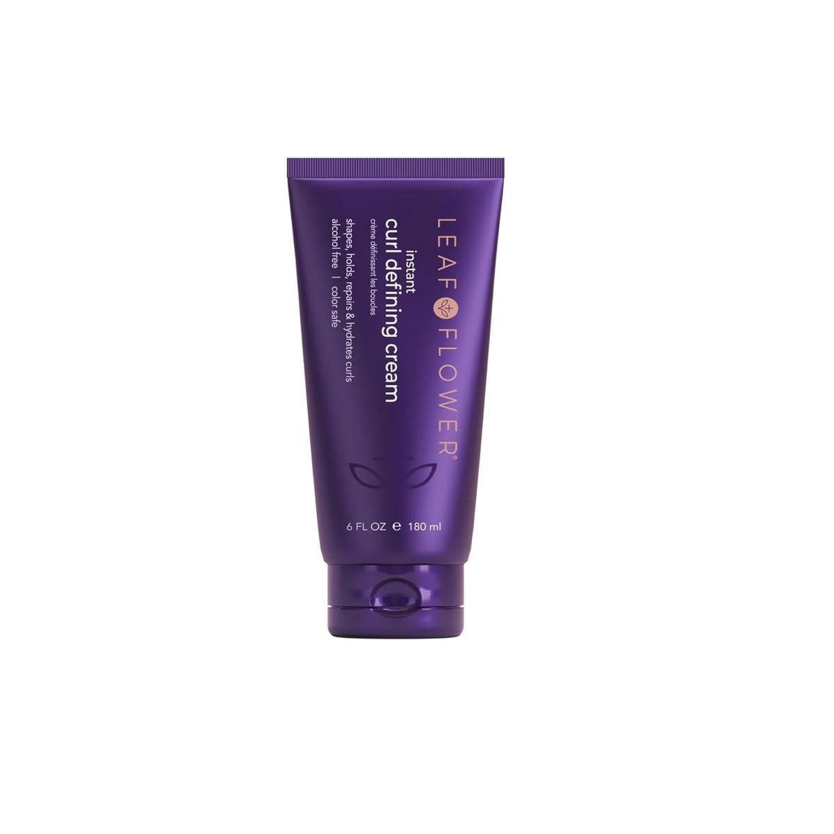 Purple tube of Leaf Flower curl defining cream on a white background