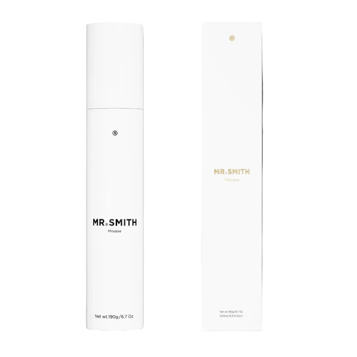 White bottle and packaging with 'MR. SMITH' branding on a gray background