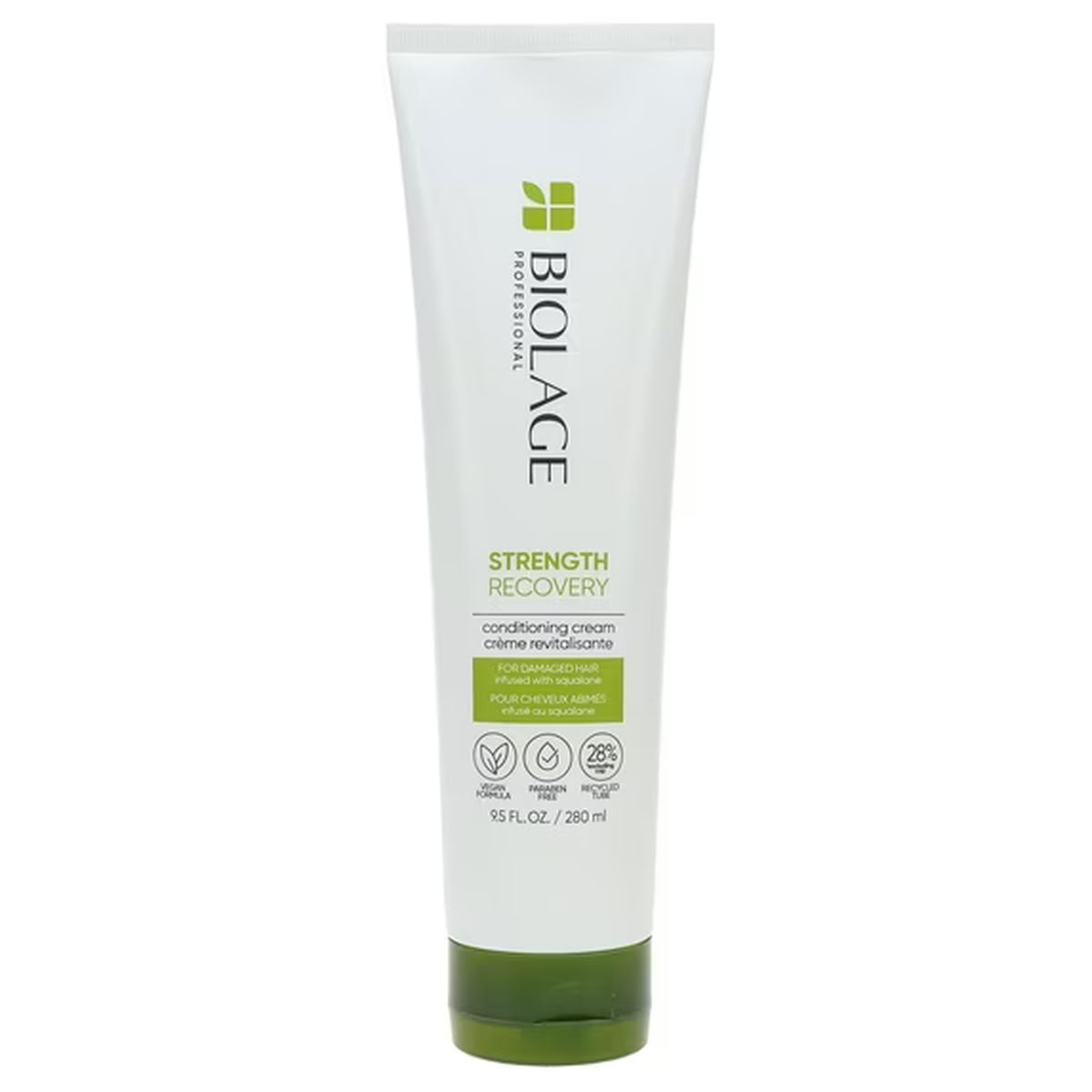 Biolage Strength Recovery conditioning cream tube on a white background