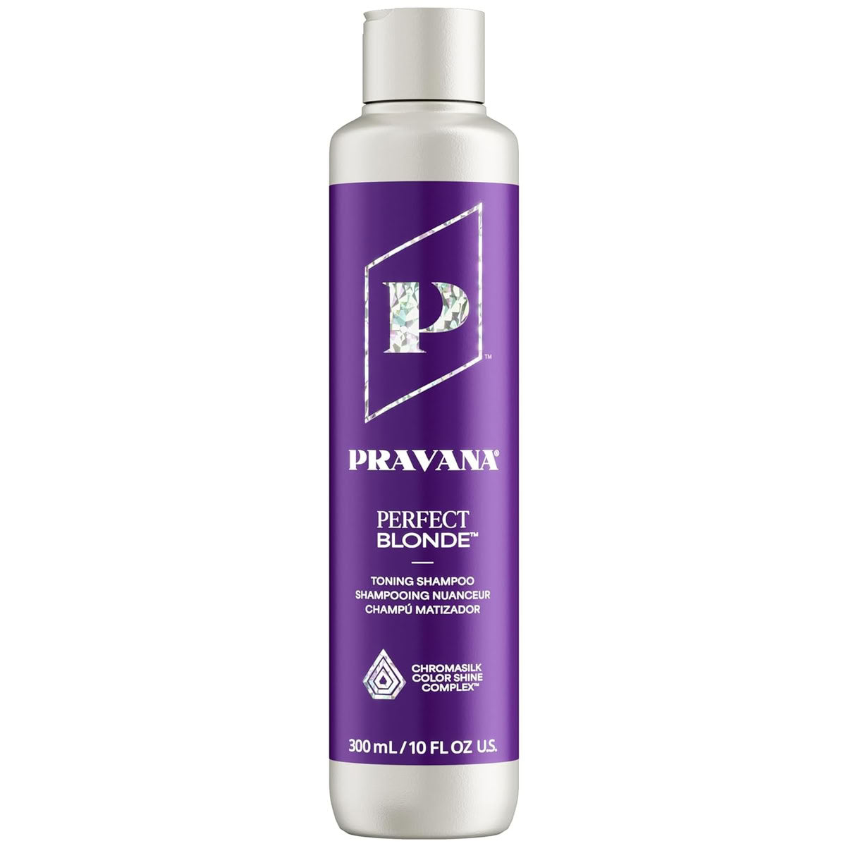 Pravana Perfect Blonde shampoo bottle on a white background