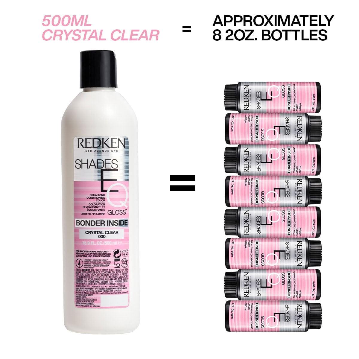 Redken Shades EQ Crystal Clear 000 Bonder Inside Demi Permanent Gloss Toner 16.9 oz