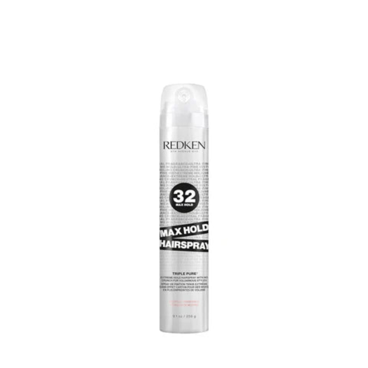 Redken hairspray can on a white background