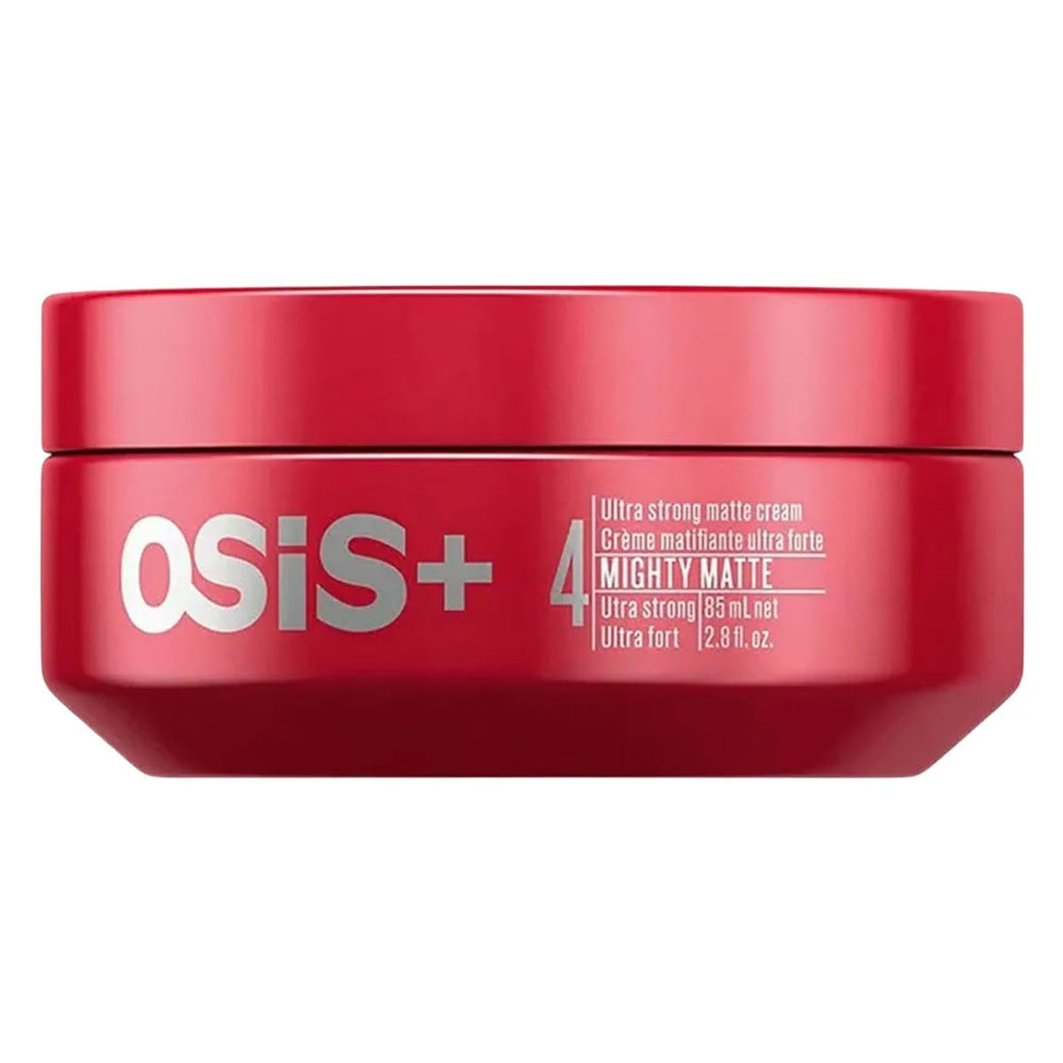 Red container of OSiS+ Mighty Matte hair product on a white background