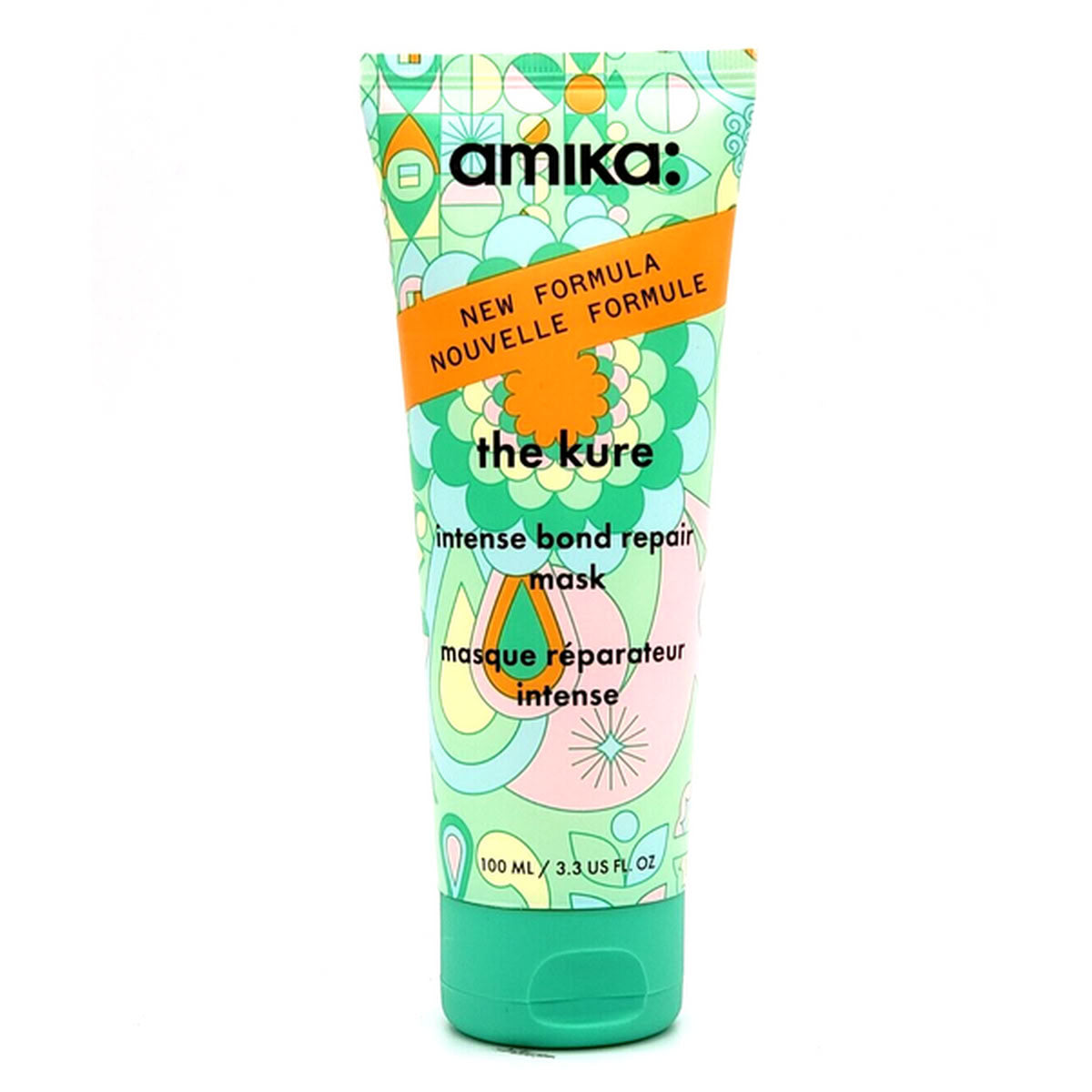 Amika 'the kure' intense bond repair mask packaging on a white background
