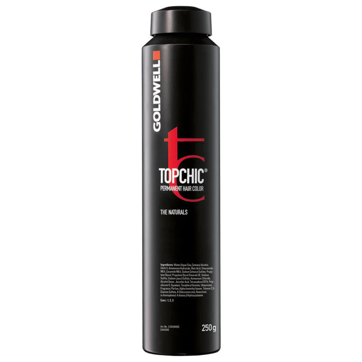 Goldwell Topchic hair color bottle on a white background