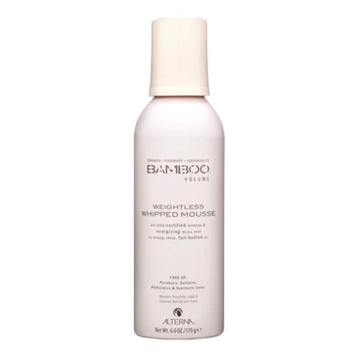 Bottle of Alterna Bamboo Weightless Whipped Mousse on a white background