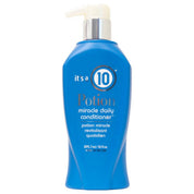 Blue bottle of 'it's a 10 Potion miracle daily conditioner' on a white background