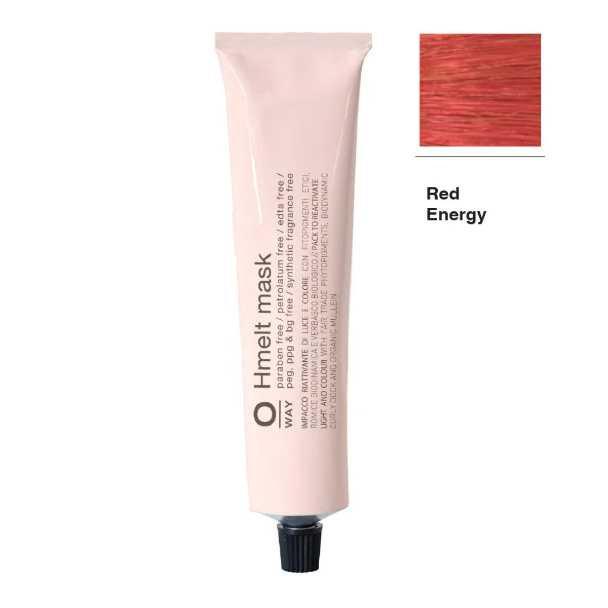Hmelt mask tube with 'Red Energy' color swatch on a white background