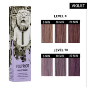 Pulpriot Violet Toner packaging with color level options on a white background