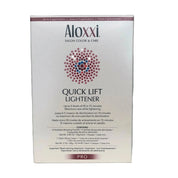 Aloxxi Quick Lift Lightener packaging on a gray background