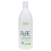 White bottle of 'Pure' product with green text on a white background