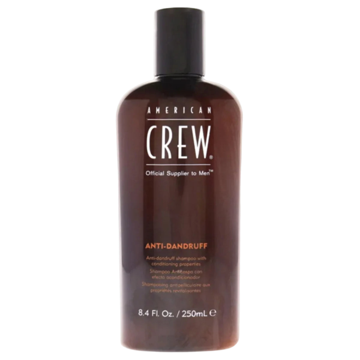 American Crew anti-dandruff shampoo bottle on a white background
