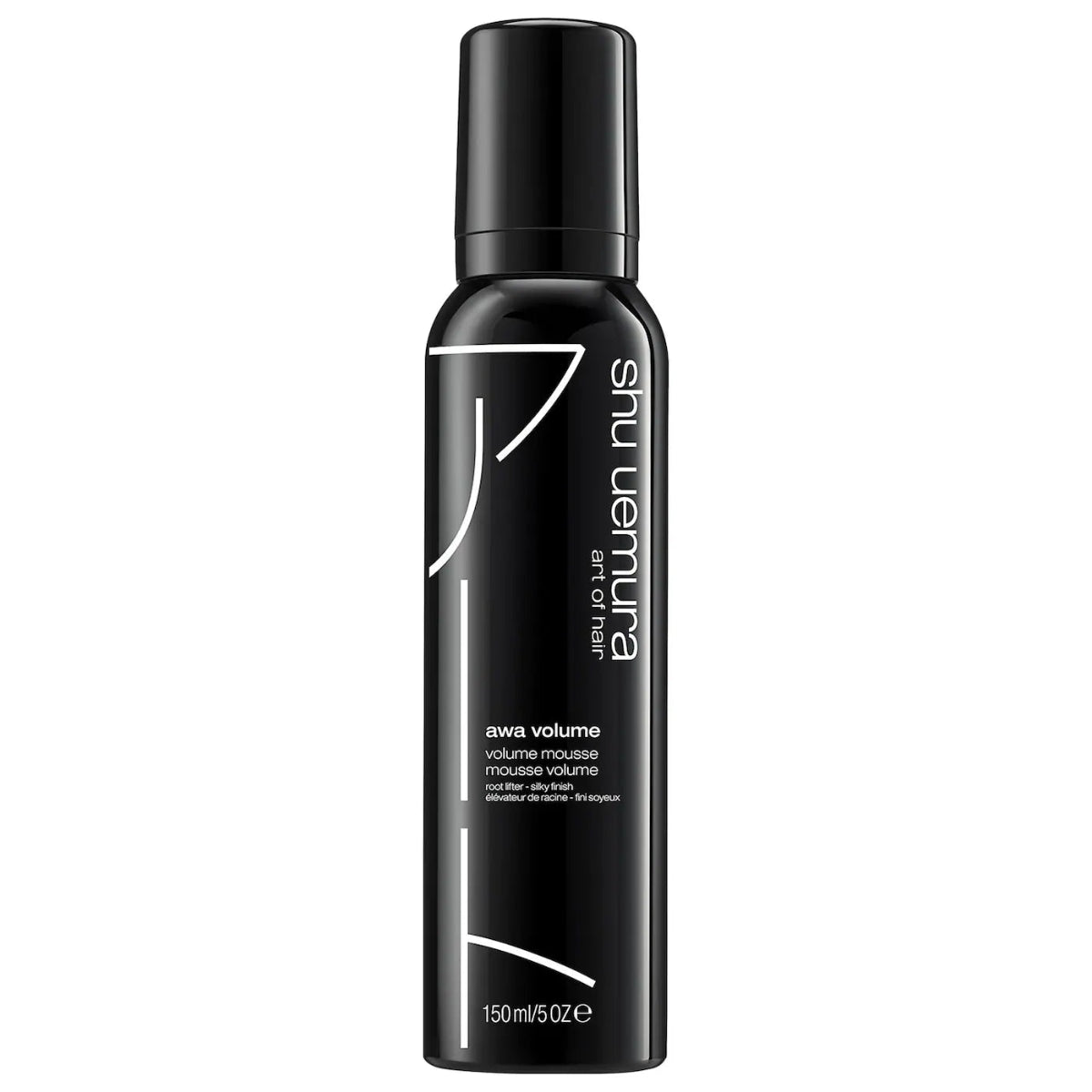 Shu Uemura hair mousse bottle on a white background